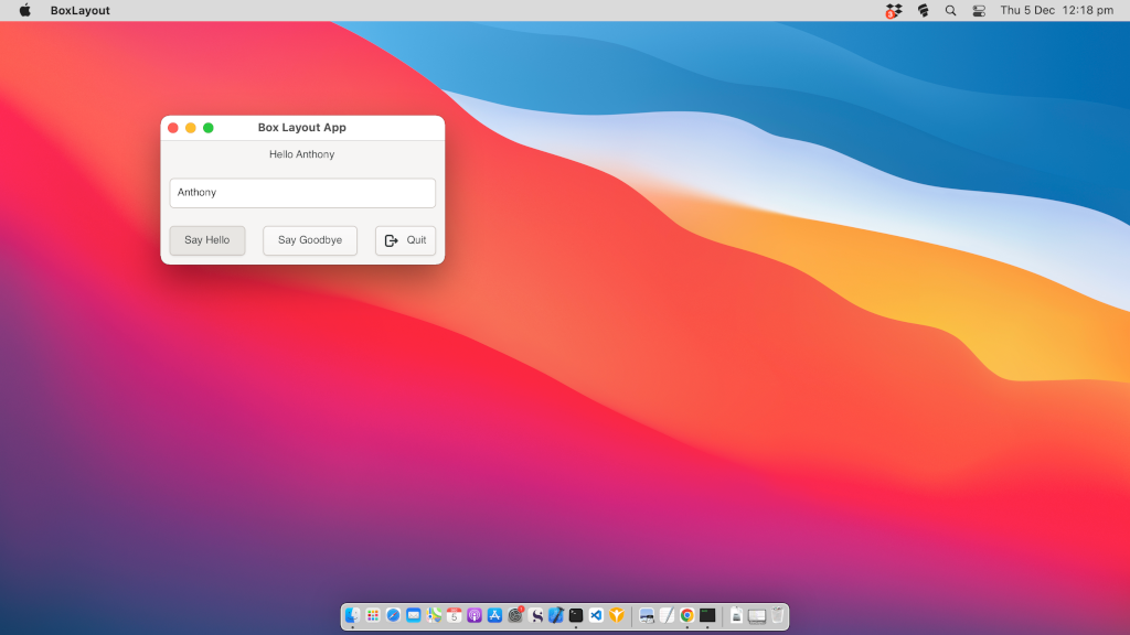 MacOS hello world screenshot